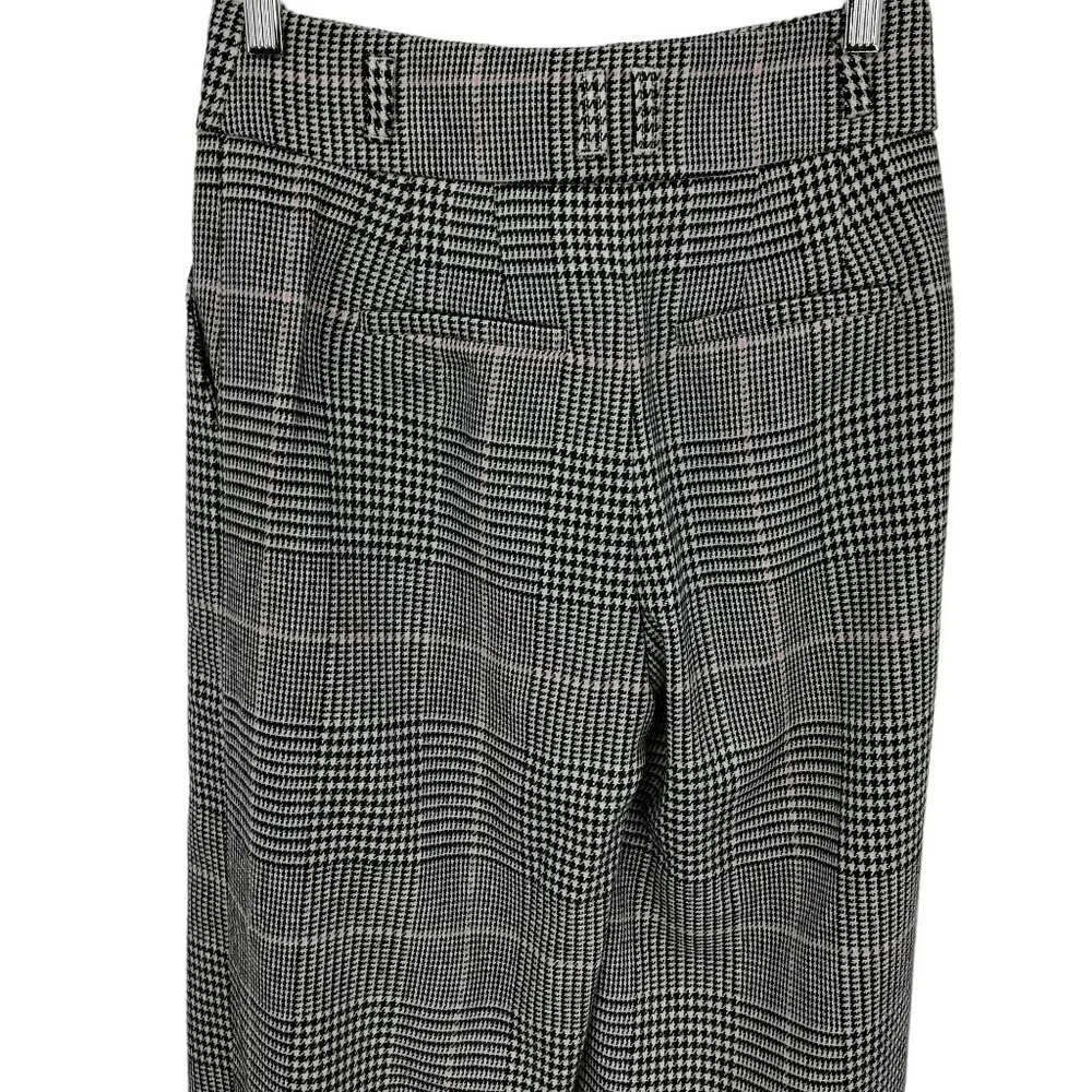 J Crew High Rise Tapered Pleated Plaid Wool Blend Pants Size 00 Houndstooth